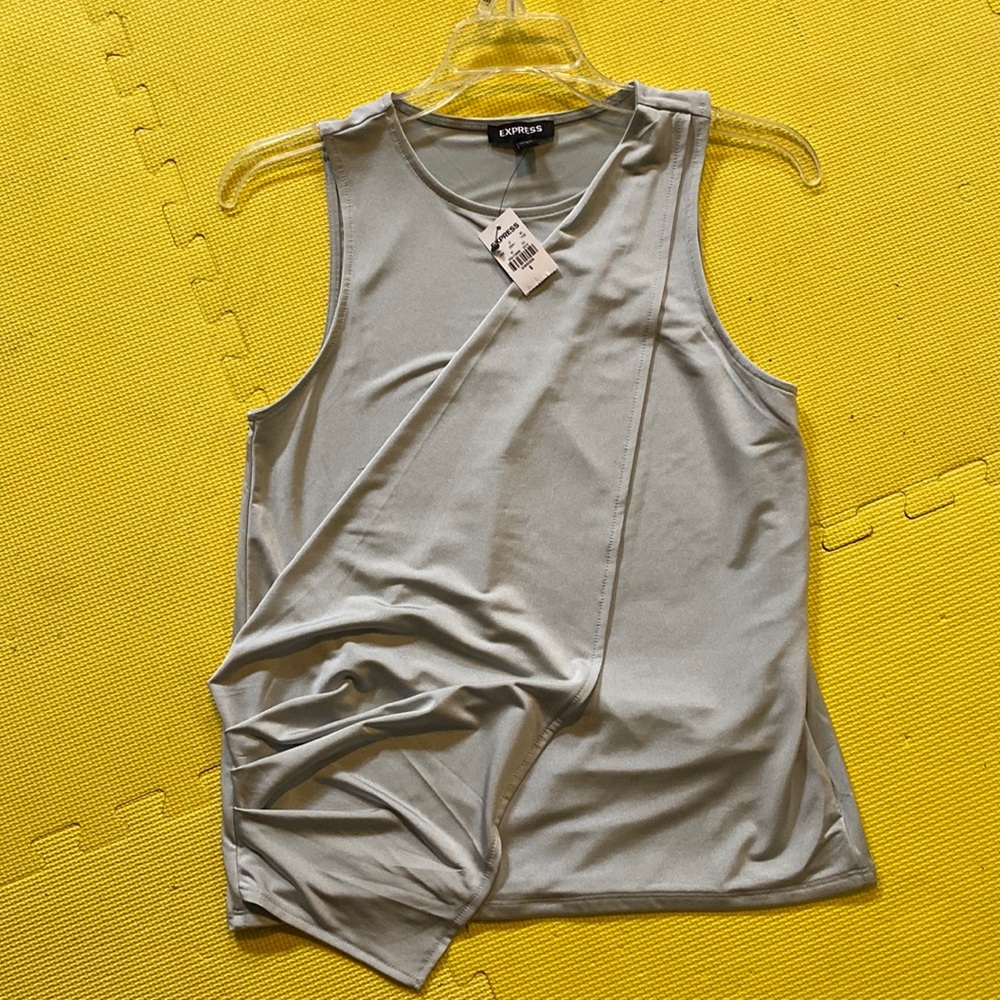 EXPRESS draped sleeveless shirt.